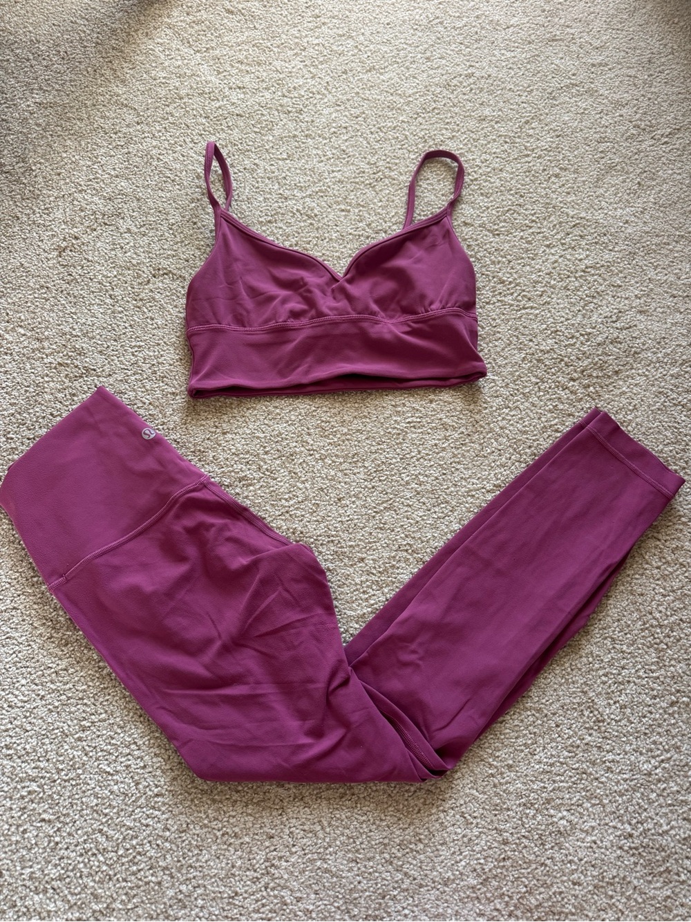 lululemon athletica Deep Magenta Sports Bralette & Leggings Set